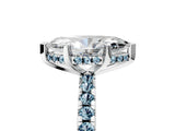 White gold Marquise Cut Diamond Solitaire Ring with Round with Aquamarine side stone Pavé Band and Four-Prong Setting_41