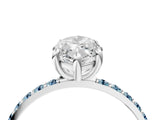 White gold Marquise Cut Diamond Solitaire Ring with Round with Aquamarine side stone Pavé Band and Prong Setting_16