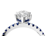 White gold Marquise Cut Diamond Solitaire Ring with Round with Blue Sapphire side stone Pavé Band and Four-Prong Setting_16