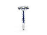 White gold Marquise Cut Diamond Solitaire Ring with Round with Blue Sapphire side stone Pavé Band and Four-Prong Setting_2