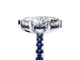 White gold Marquise Cut Diamond Solitaire Ring with Round with Blue Sapphire side stone Pavé Band and Four-Prong Setting_5