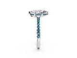 White gold Marquise Cut Diamond Solitaire Ring with Round with Blue Topaz side stone Pavé Band and Four-Prong Setting_14