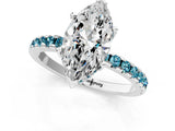 White gold Marquise Cut Diamond Solitaire Ring with Round with Blue Topaz side stone Pavé Band and Four-Prong Setting_37