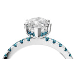 White gold Marquise Cut Diamond Solitaire Ring with Round with Blue Topaz side stone Pavé Band and Four-Prong Setting_40