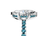 White gold Marquise Cut Diamond Solitaire Ring with Round with Blue Topaz side stone Pavé Band and Four-Prong Setting_41