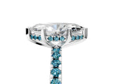 White gold Marquise Cut Diamond Solitaire Ring with Round with Blue Topaz side stone Pavé Band and Four-Prong Setting_5