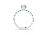 White gold Marquise Cut Diamond Solitaire Ring with Round with Blue Topaz side stone Pavé Band and Prong Setting_13