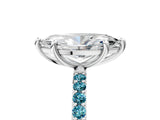White gold Marquise Cut Diamond Solitaire Ring with Round with Blue Topaz side stone Pavé Band and Prong Setting_17