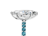 White gold Marquise Cut Diamond Solitaire Ring with Round with Blue Topaz side stone Pavé Band and Prong Setting_23