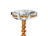 White gold Marquise Cut Diamond Solitaire Ring with Round with Citrine side stone Pavé Band and Four-Prong Setting_17