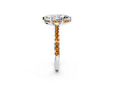 White gold Marquise Cut Diamond Solitaire Ring with Round with Citrine side stone Pavé Band and Four-Prong Setting_2
