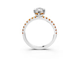 White gold Marquise Cut Diamond Solitaire Ring with Round with Citrine side stone Pavé Band and Four-Prong Setting_3