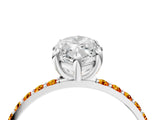 White gold Marquise Cut Diamond Solitaire Ring with Round with Citrine side stone Pavé Band and Prong Setting_16