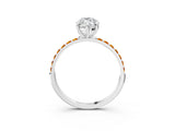 White gold Marquise Cut Diamond Solitaire Ring with Round with Citrine side stone Pavé Band and Prong Setting_3