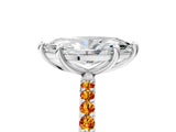 White gold Marquise Cut Diamond Solitaire Ring with Round with Citrine side stone Pavé Band and Prong Setting_5
