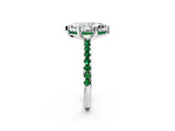 White gold Marquise Cut Diamond Solitaire Ring with Round with Emerald side stone Pavé Band and Four-Prong Setting_2