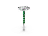 White gold Marquise Cut Diamond Solitaire Ring with Round with Emerald side stone Pavé Band and Four-Prong Setting_38