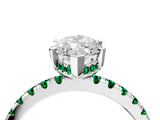 White gold Marquise Cut Diamond Solitaire Ring with Round with Emerald side stone Pavé Band and Four-Prong Setting_40