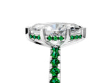 White gold Marquise Cut Diamond Solitaire Ring with Round with Emerald side stone Pavé Band and Four-Prong Setting_5