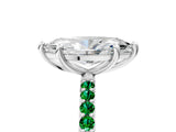 White gold Marquise Cut Diamond Solitaire Ring with Round with Emerald side stone Pavé Band and Prong Setting_17