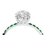 White gold Marquise Cut Diamond Solitaire Ring with Round with Emerald side stone Pavé Band and Prong Setting_28