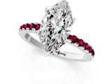 White gold Marquise Cut Diamond Solitaire Ring with Round with Garnet side stone Pavé Band and Four-Prong Setting_1