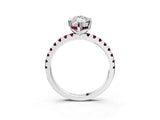 White gold Marquise Cut Diamond Solitaire Ring with Round with Garnet side stone Pavé Band and Four-Prong Setting_39