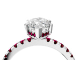 White gold Marquise Cut Diamond Solitaire Ring with Round with Garnet side stone Pavé Band and Four-Prong Setting_40