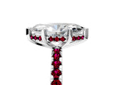 White gold Marquise Cut Diamond Solitaire Ring with Round with Garnet side stone Pavé Band and Four-Prong Setting_41
