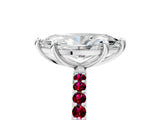 White gold Marquise Cut Diamond Solitaire Ring with Round with Garnet side stone Pavé Band and Prong Setting_17