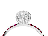 White gold Marquise Cut Diamond Solitaire Ring with Round with Garnet side stone Pavé Band and Prong Setting_28