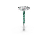 White gold Marquise Cut Diamond Solitaire Ring with Round with Green Sapphire side stone Pavé Band and Four-Prong Setting_14