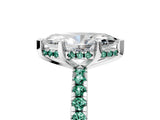 White gold Marquise Cut Diamond Solitaire Ring with Round with Green Sapphire side stone Pavé Band and Four-Prong Setting_17