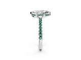 White gold Marquise Cut Diamond Solitaire Ring with Round with Green Sapphire side stone Pavé Band and Four-Prong Setting_38