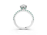 White gold Marquise Cut Diamond Solitaire Ring with Round with Green Sapphire side stone Pavé Band and Four-Prong Setting_39
