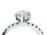White gold Marquise Cut Diamond Solitaire Ring with Round with Green Sapphire side stone Pavé Band and Four-Prong Setting_40
