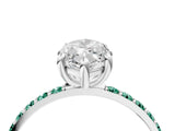 White gold Marquise Cut Diamond Solitaire Ring with Round with Green Sapphire side stone Pavé Band and Prong Setting_16