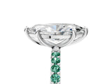 White gold Marquise Cut Diamond Solitaire Ring with Round with Green Sapphire side stone Pavé Band and Prong Setting_23