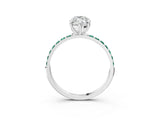 White gold Marquise Cut Diamond Solitaire Ring with Round with Green Sapphire side stone Pavé Band and Prong Setting_9