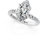 White gold Marquise Cut Diamond Solitaire Ring with Round with Moissanite side stone Pavé Band and Four-Prong Setting_25