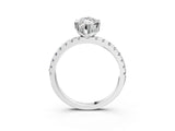 White gold Marquise Cut Diamond Solitaire Ring with Round with Moissanite side stone Pavé Band and Four-Prong Setting_27