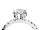 White gold Marquise Cut Diamond Solitaire Ring with Round with Moissanite side stone Pavé Band and Four-Prong Setting_28