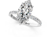 White gold Marquise Cut Diamond Solitaire Ring with Round with Moissanite side stone Pavé Band and Prong Setting_13