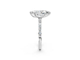 White gold Marquise Cut Diamond Solitaire Ring with Round with Moissanite side stone Pavé Band and Prong Setting_2