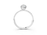White gold Marquise Cut Diamond Solitaire Ring with Round with Moissanite side stone Pavé Band and Prong Setting_3