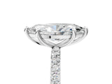 White gold Marquise Cut Diamond Solitaire Ring with Round with Moissanite side stone Pavé Band and Prong Setting_5