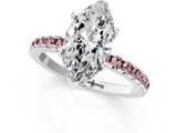 White gold Marquise Cut Diamond Solitaire Ring with Round with Morganite side stone Pavé Band and Four-Prong Setting_13