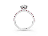 White gold Marquise Cut Diamond Solitaire Ring with Round with Morganite side stone Pavé Band and Four-Prong Setting_15