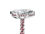White gold Marquise Cut Diamond Solitaire Ring with Round with Morganite side stone Pavé Band and Four-Prong Setting_17