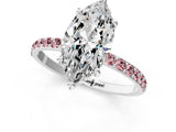 White gold Marquise Cut Diamond Solitaire Ring with Round with Morganite side stone Pavé Band and Prong Setting_1